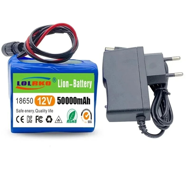 Batería de 12V 50000mah 18650 Li-ion 50Ah baterías recargables con paquetes de baterías de litio BMS Placa de protección + cargador de 12,6 V