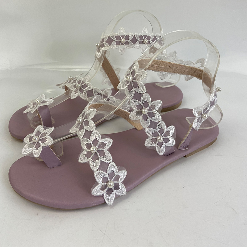 Sandalias elegantes con flores para mujer, zapatos casuales de playa, Sandalias planas con punta de Clip para mujer, zapatos de verano para mujer, femenina