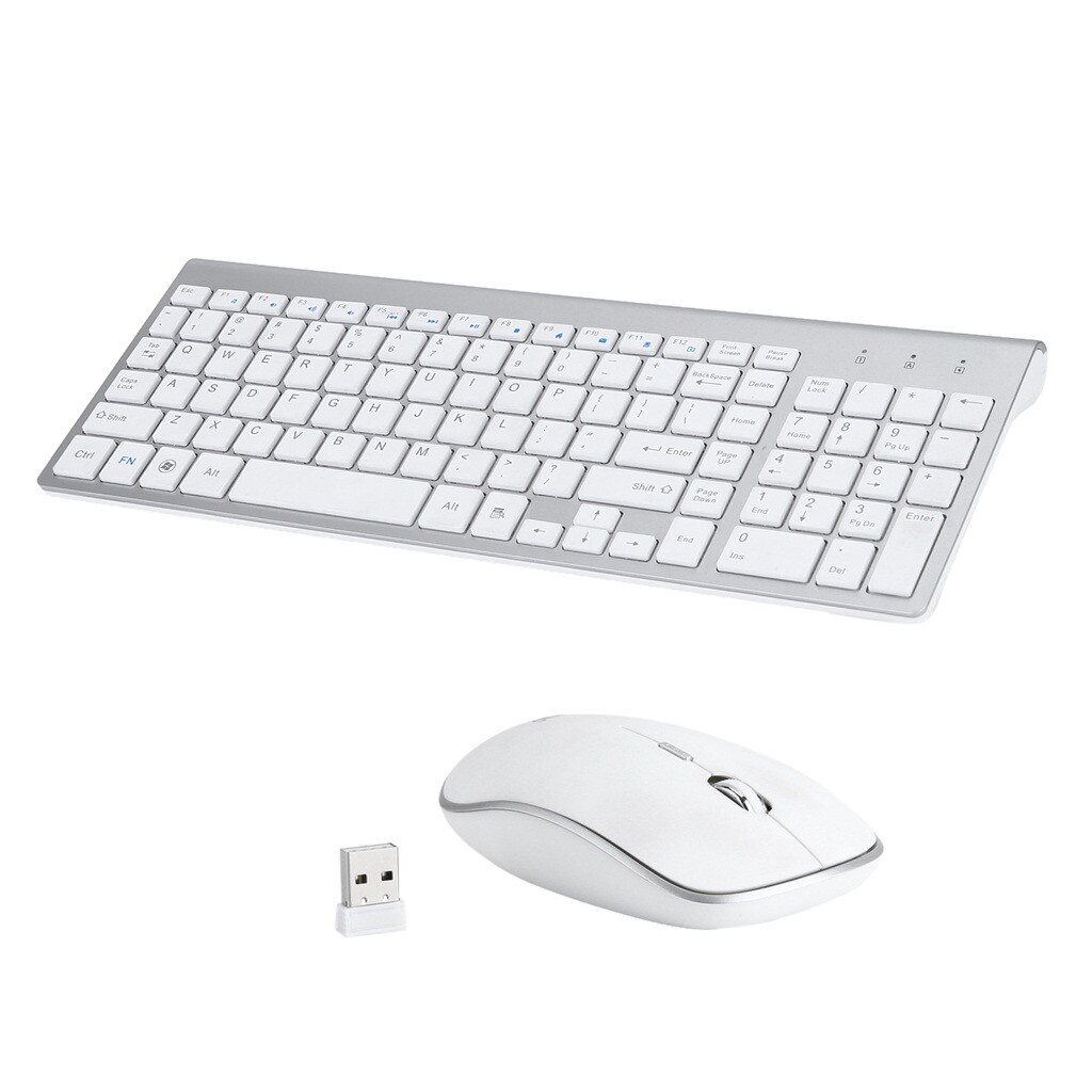 Wireless Keyboard And Mouse Set 2.4G Wireless Mini Multimedia Keyboard Combination Mouse Set For Desktop Laptop: White