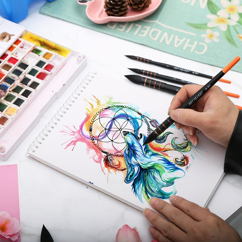 Akvarell penslar hästhår & ekorre hår konst borste för att måla gouache tvätt / mopp konstnärstillbehör