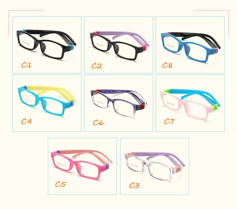 Gafas flexibles con montura para niños, lentes TR90 de vidrio óptico 8816 para 5-10 años