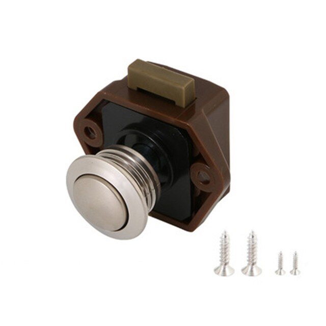 Loquet de porte de placard en Aluminium avec bouton-poussoir, pour caravane, Van, bateau, camping-car, pour meubles: brown 1