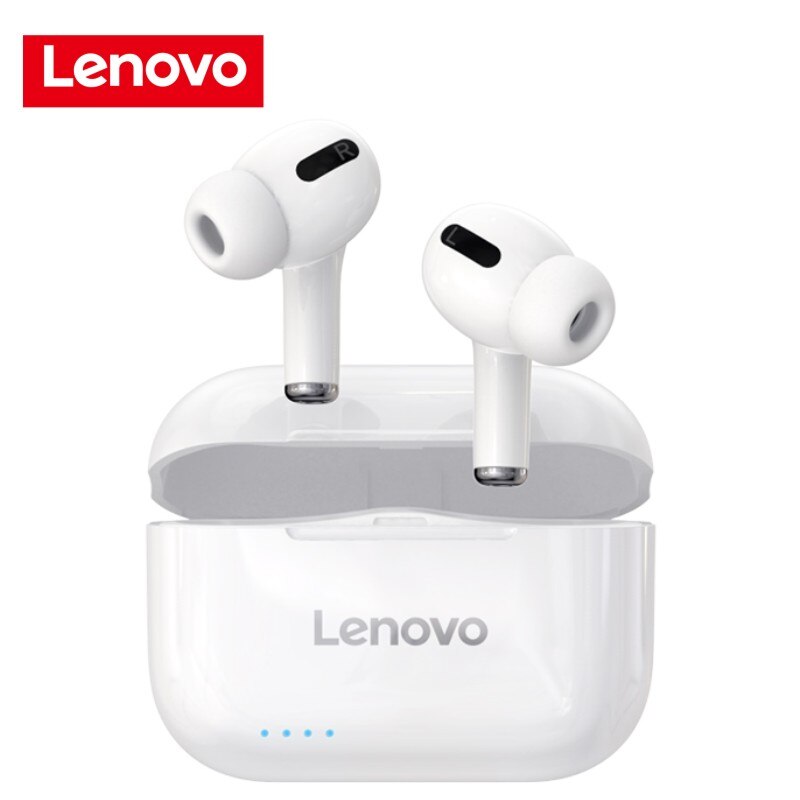 Lenovo LP1S/LP1 Wireless Bluetooth Earphone Stereo Headset noise cancelling Sports TWS Earbuds bluetooth 5.0 earbuds With Mic: LP1S White