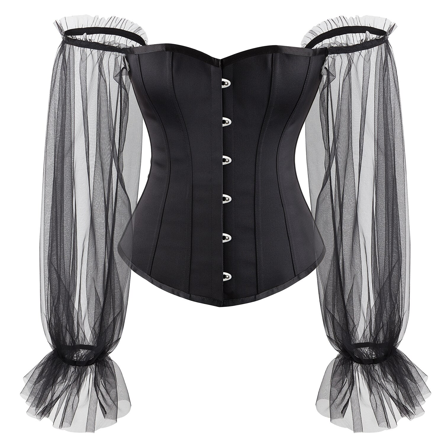 Corpiño gótico y corsé para adelgazar la cintura, corsé para mujer, Top, Blusa de manga larga, correa de modelado con hombros descubiertos