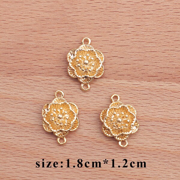 Gufeather  m336, smykketilbehør ,18k guldbelagte ,0.3 mikron, gør-det-selv-vedhæng, blomsterform, gør-det-selv øreringe, smykkefremstilling ,10 stk/parti: M33614