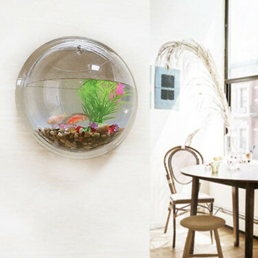 Aquarium mural en acrylique | Suspendu, fleur, Vase rond, Pot de plantes suspendu, décoration aquaticanimale domestique, fournitures pour animaux