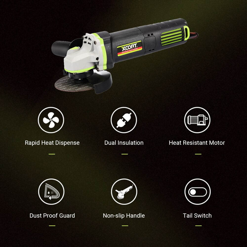 800W Polishing Machine Angle Grinder 4-1/2 inch Grinding Machine 10000RPM Cutting Grinding Metal Wood with Auxiliary Handle