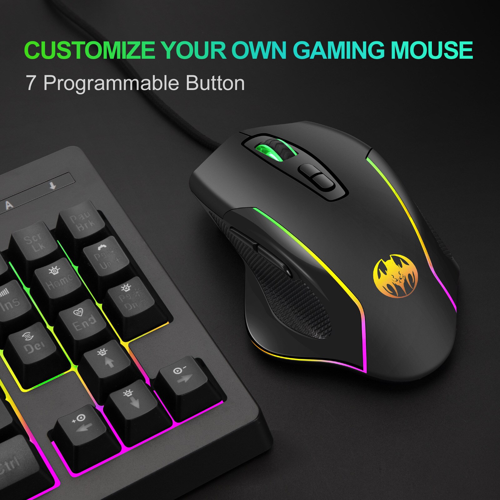 Przewodowa mysz do gier LED 6400 DPI komputer USB mysz dla graczy RGB myszy X7 Silent Mause z podświetleniem kabel do komputera Laptop