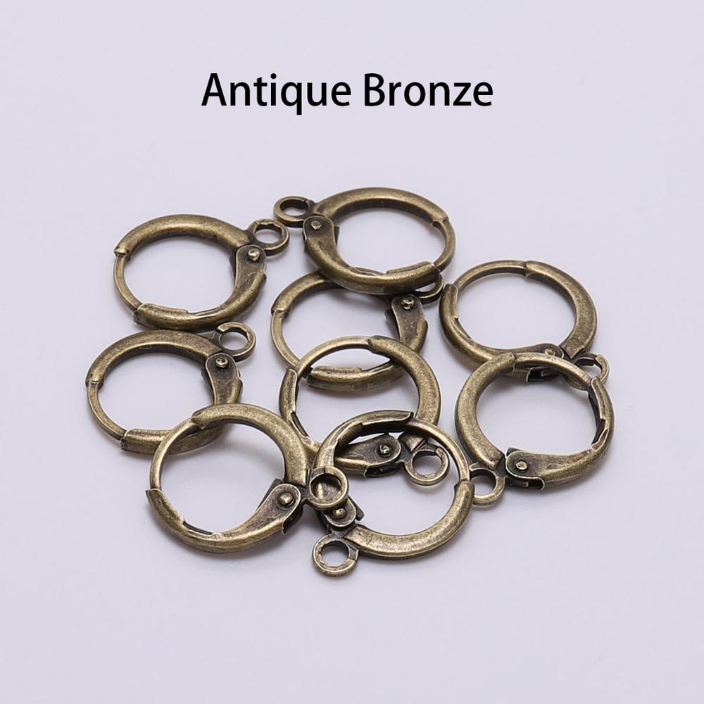 20pcs product 14*12mm Hook Clip Earrings Clasps & Hooks Material Wire Settings Base Hoops Supplies For DIY Jewelry: Antique bronze