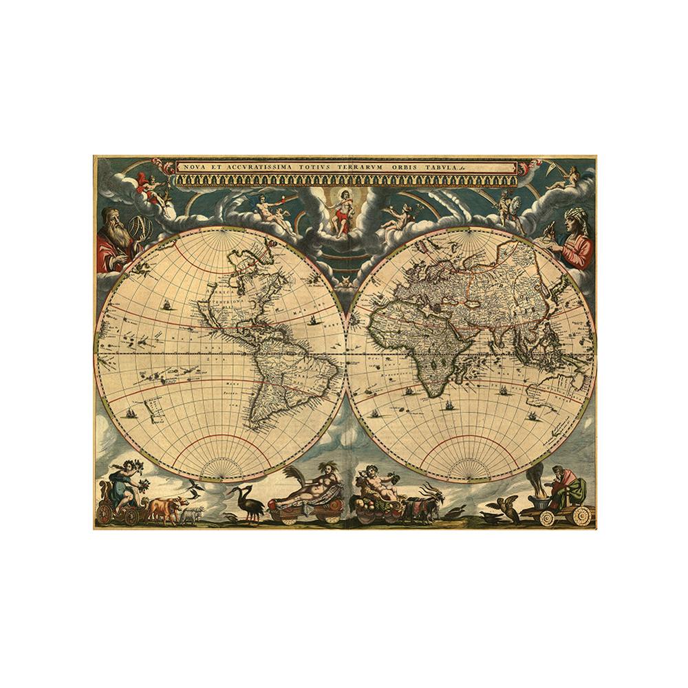 150x225cm Medieval Map Latin Portuguese Non-woven Waterproof Map Retro Style Decorative Map