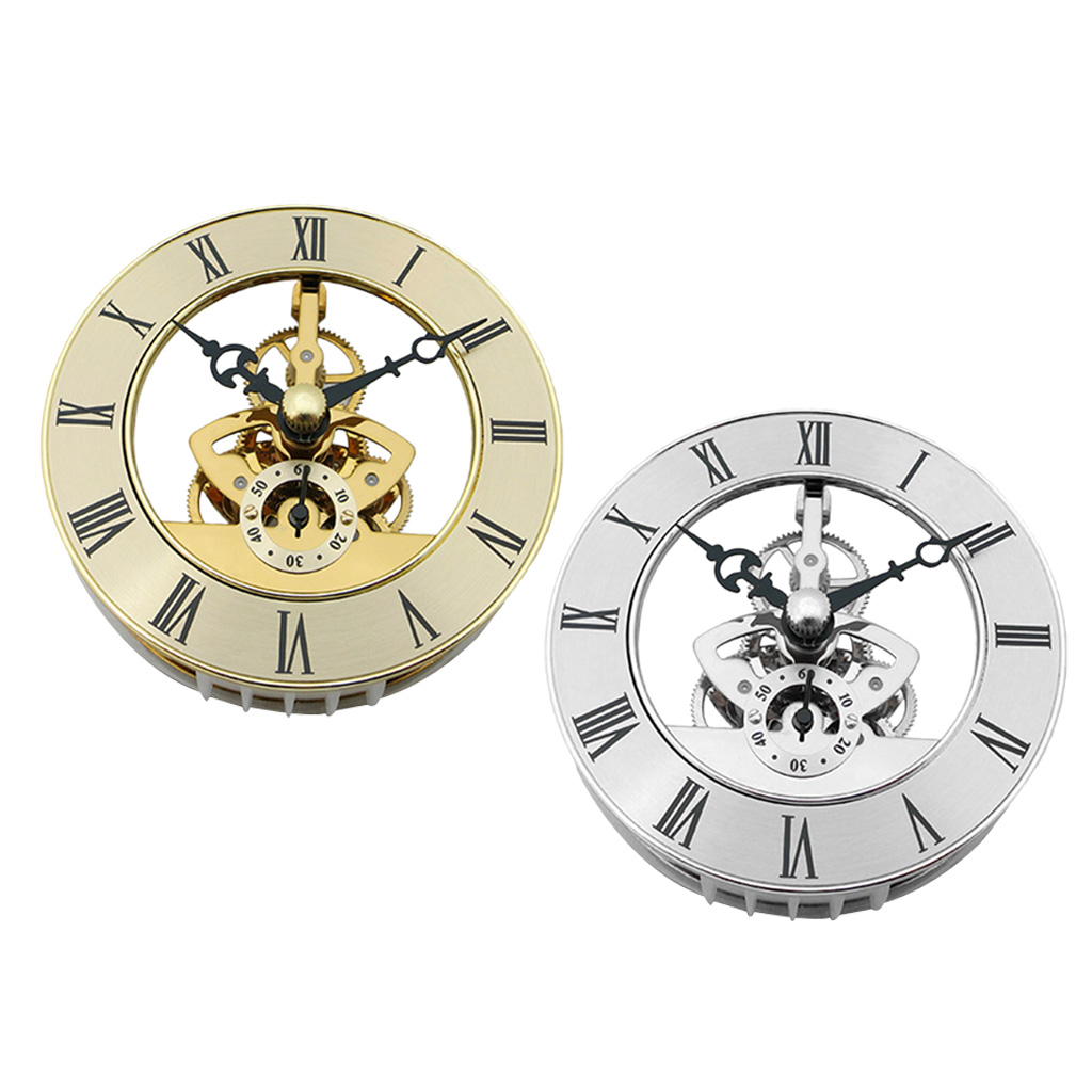 Hollow Skeleton Quartz Clock Movement Insert, with Roman Numeral DIY Craft, Clear