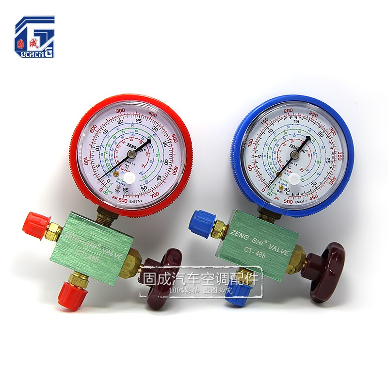 High / Low Pressure Manifold Gauge R134a R404a R22 R410a Manometer with Valve A/C Air Conditioning