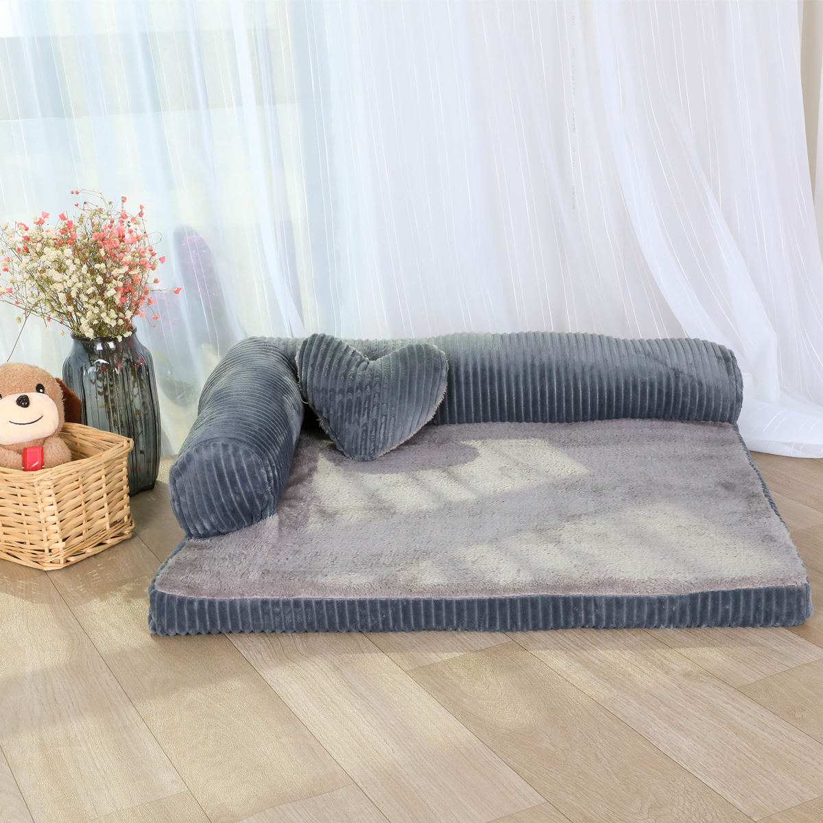 L Vorm Hond Bed Bank Met Hart Kussen Verwisselbare Cover Waterdichte Zachte Slapen Kussen Grote Kat Kussen Puppy Mat Huisdier levert