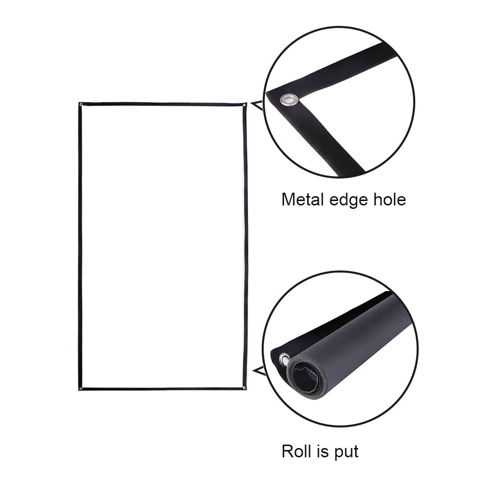 72 inch 16:9 Portable White Projector Screen Fabric Material Folded Projection Screen High-definition Curtain