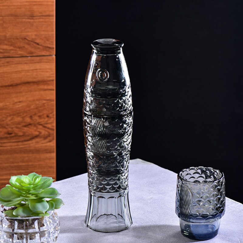 4Pcs/set Koi Fish Cup Fish Shaped Glass Set Stackable Fish Shaped Water Cup Household Water Cup for Wedding Party: GREY 4 PIECE