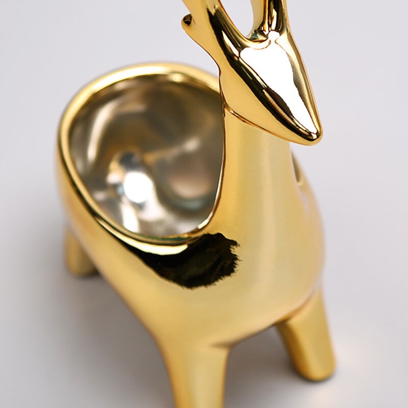 Nordic Golden Ceramic Animal Jewelry Storage Box Necklace Ring Earrings Makeup Organizer Mini Desktop Makyaj Organizer