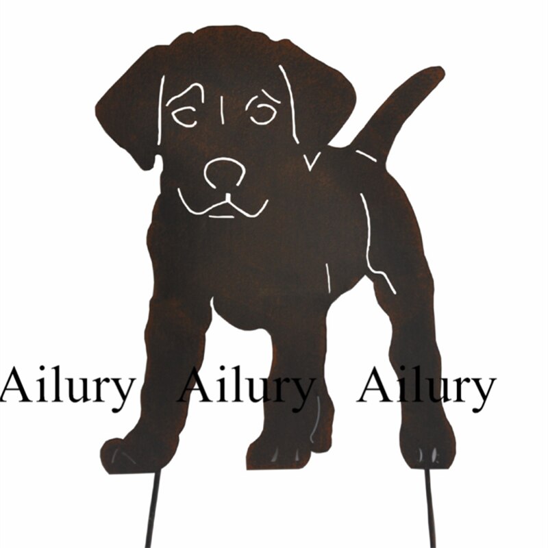30*47cm, europæisk stil smedejern retro have plug-in rust retro hvalp lille mælkehund blomsterstik: Default Title
