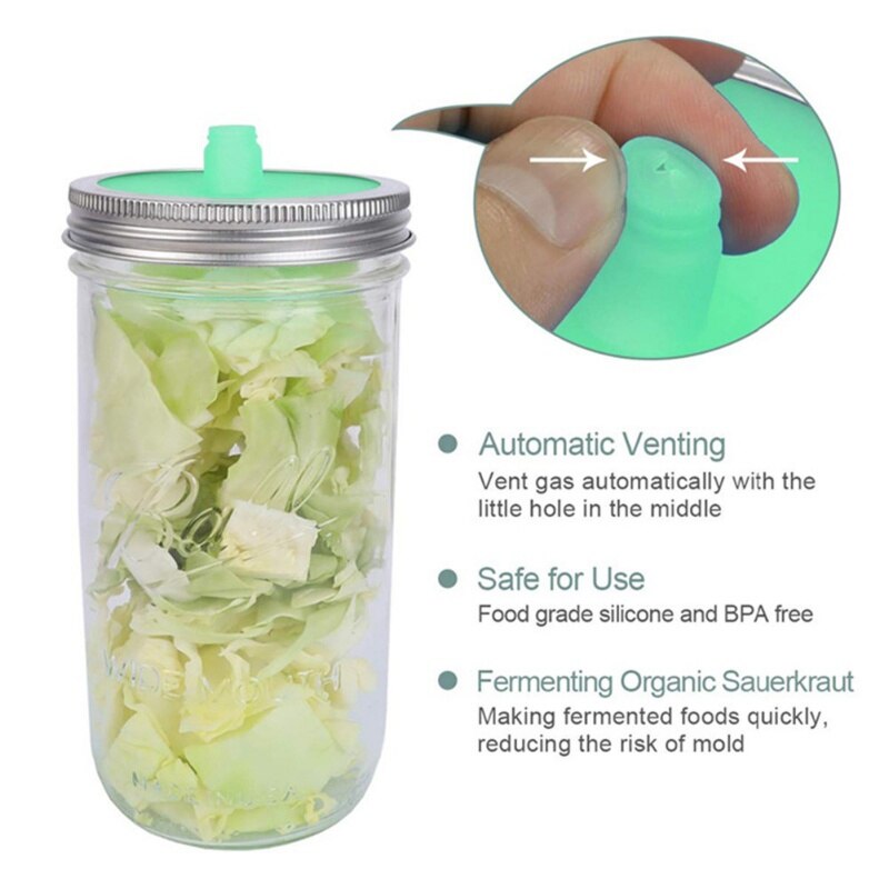 Wide Mouth Mason Jar Lids Silicone Lids With Sealed Ring Waterless Airlock Fermentation Lids For Sauerkraut Kimchi Pickles
