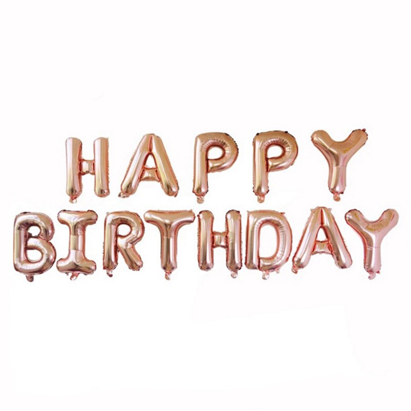 13pcs Happy Birthday Decoration Balloons Rose Gold Letter Foil Ballons Birthday Party Decorations Globos Balony Anniversary: Rose Gold