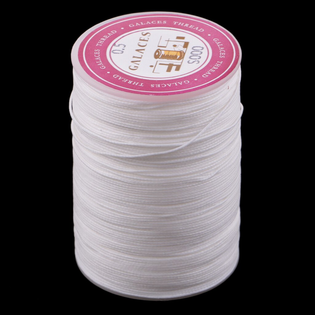 142 yards 0.5mm runde polyester vokset tråd ledning læder syning hånd syning smykker håndværk: Hvid
