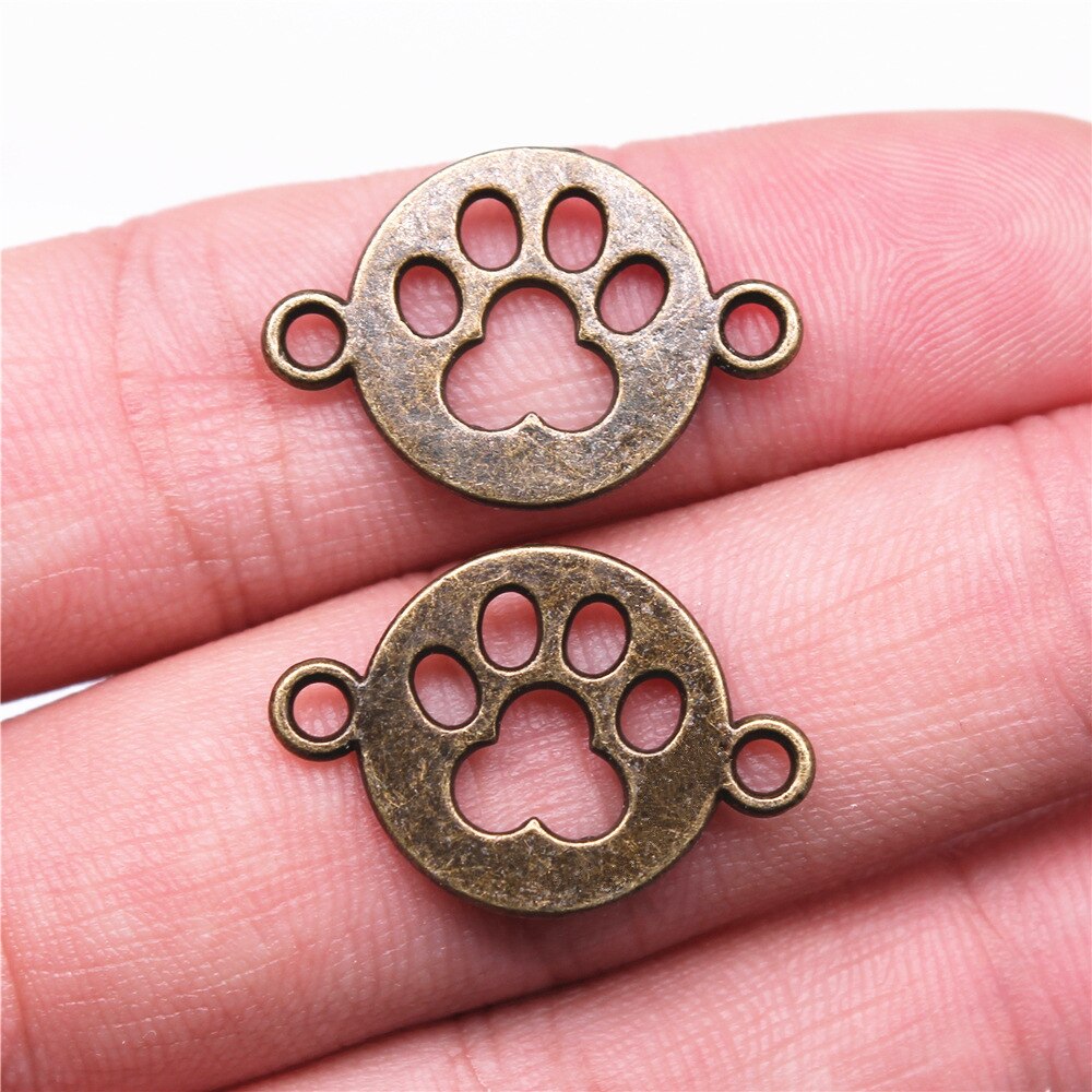 20pcs Charms Dog Paw Tibetan Bronze Silver Color Pendants Antique Jewelry Making DIY Handmade Craft: Antique Silver Plated