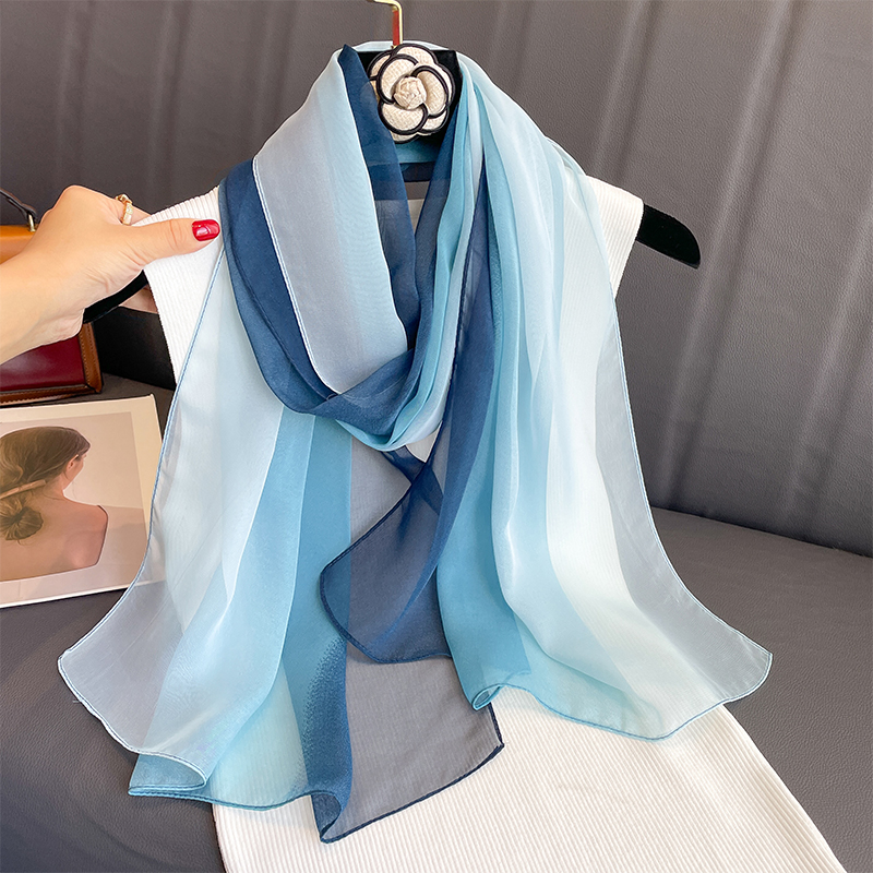 50*160CM mujer gasa gradiente bufanda chal lujo señora versátil protección solar decorar bufandas pañuelo para la cabeza: Castaño