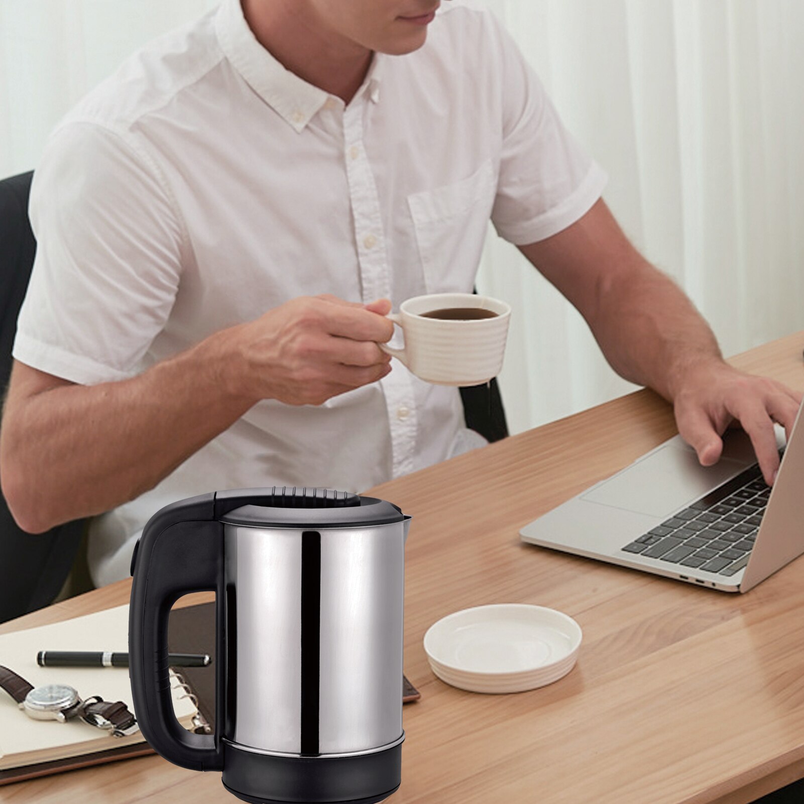 0.5L Mini Waterkoker 1000W Rvs Automatische Power Off Thee Koffie Pot Reizen Draagbare Pap Soep Water Boiler