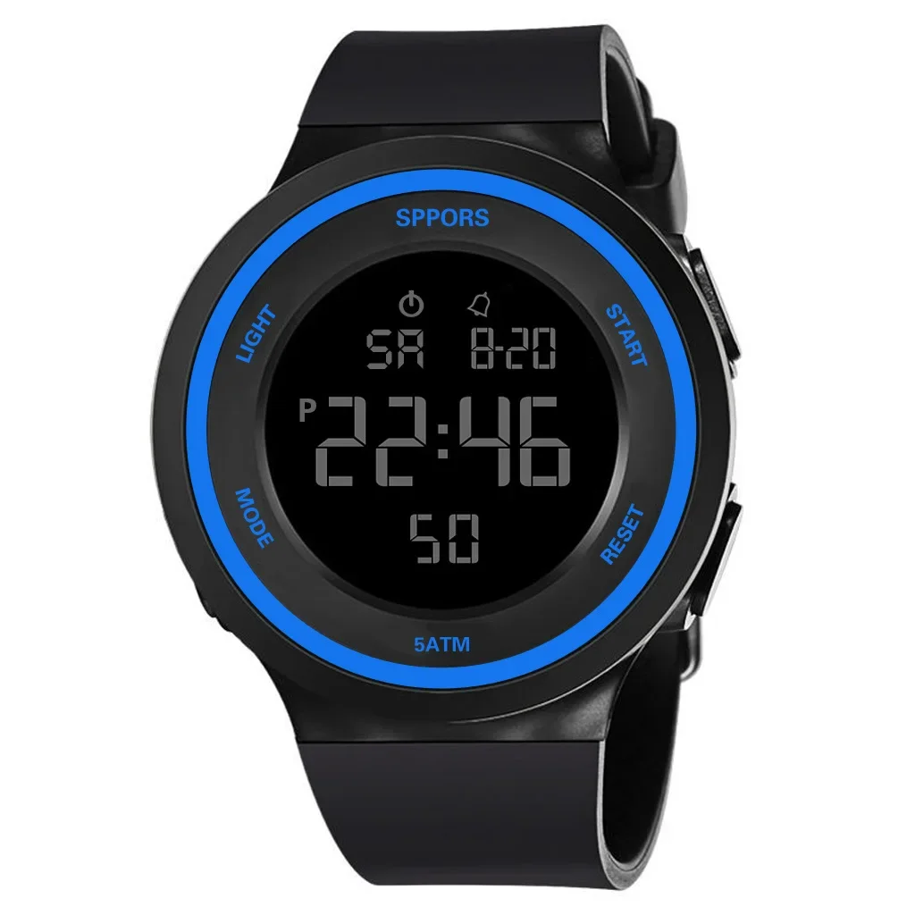Leuchtende Uhren Herren Elektronische Uhr Militäruhren Wasserdicht Schwimmen Outdoor Sport Armbanduhr Silikon Stunden Uhren: Blau
