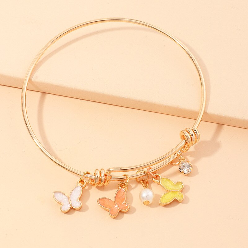 Boho Multicolour Emaille Bloem Bee Vlinder Cirkel Armbanden & Armband Voor Vrouwen Meisjes Korea Leuke Goud Kleur Verstelbare Bangles