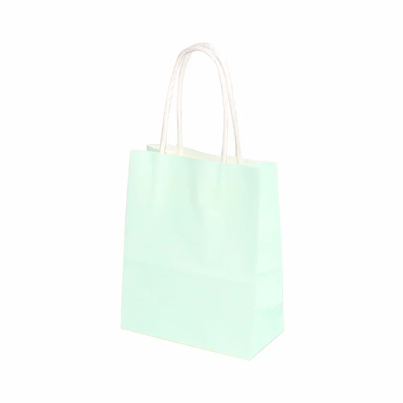 6/12pcs Mini Small Kraft Paper Bag with Handles Festival Bag Candy Shopping Bags: DEEP BLUE / 9.5x9.5x11cm
