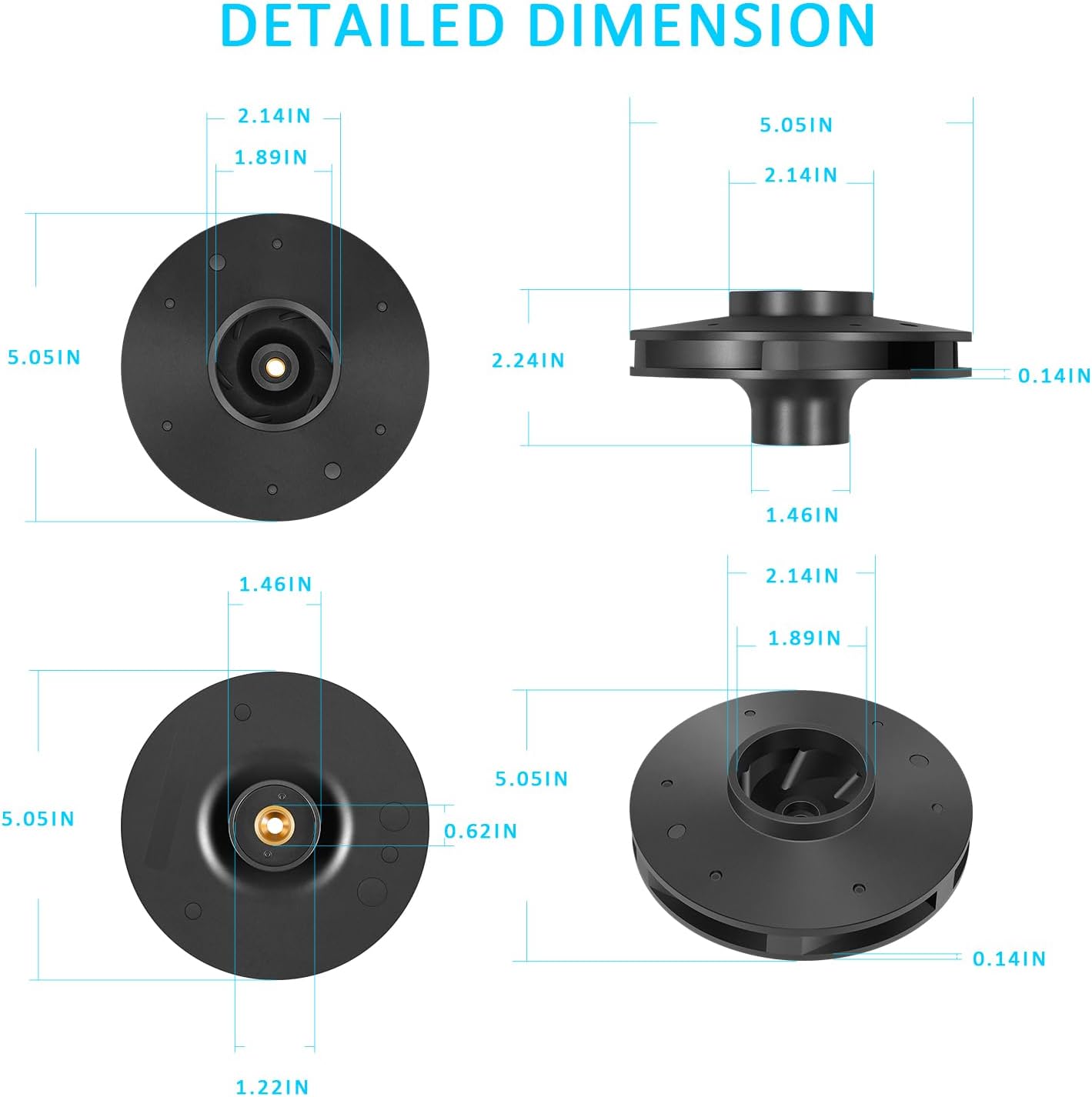 073131 Laufradersatz für WhisperFlo 1000-Serie Inground-Pool- und Spa-Pumpe, für 3 PS Whisperflo- und Intelliflo-Pumpen