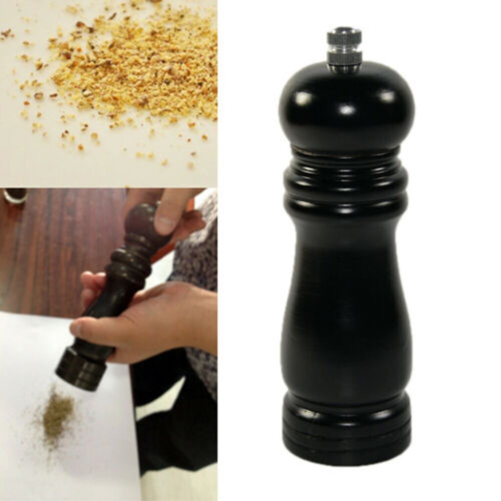 Black Manual Spice Grinder Wooden Salt Pepper Grinder Mill Home Kitchen Tools Kitchen Supplies Wood Pepper Grinder