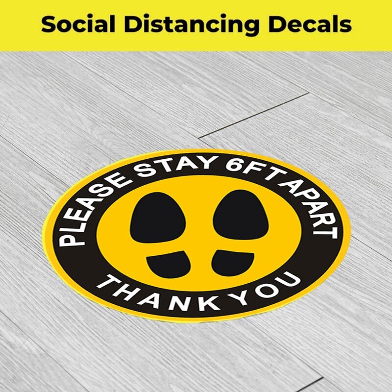 Floor Stickers Large Size 11Inch Maintain 6 Feet Distance Safety Floor Marker Public Places,Waterproof,10 Pack