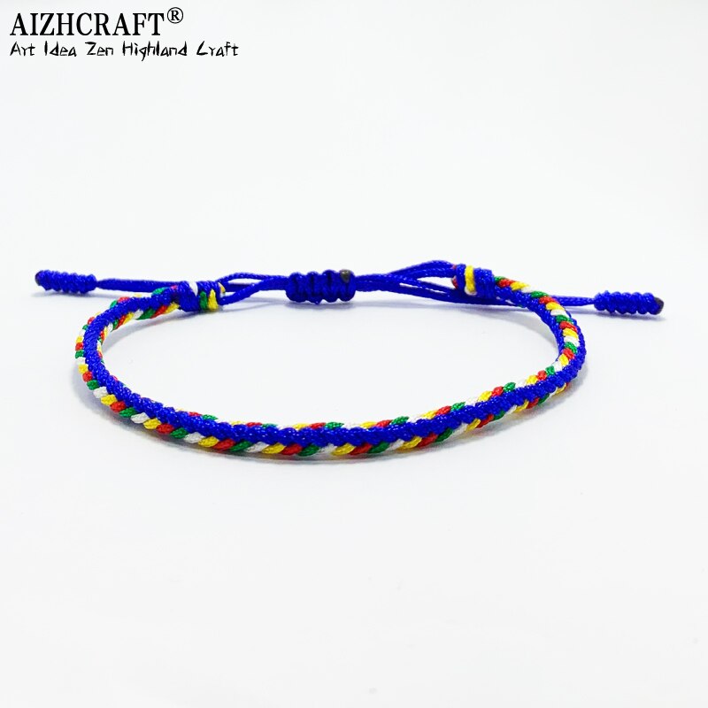 Aizhcraft 6 Kleuren Boeddhistische Liefde Lucky Charm Tibetaanse Armbanden & Armbanden Voor Vrouwen Mannen Handgemaakte Sieraden Shambhala Himalaya: Blue