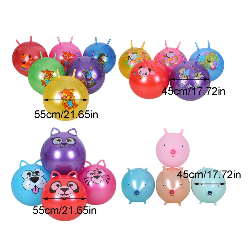 Inflatable Jump Ball Cartoon Print Hopper Bounce Outdoor Sports Toy Balls with Handle Kids Toy