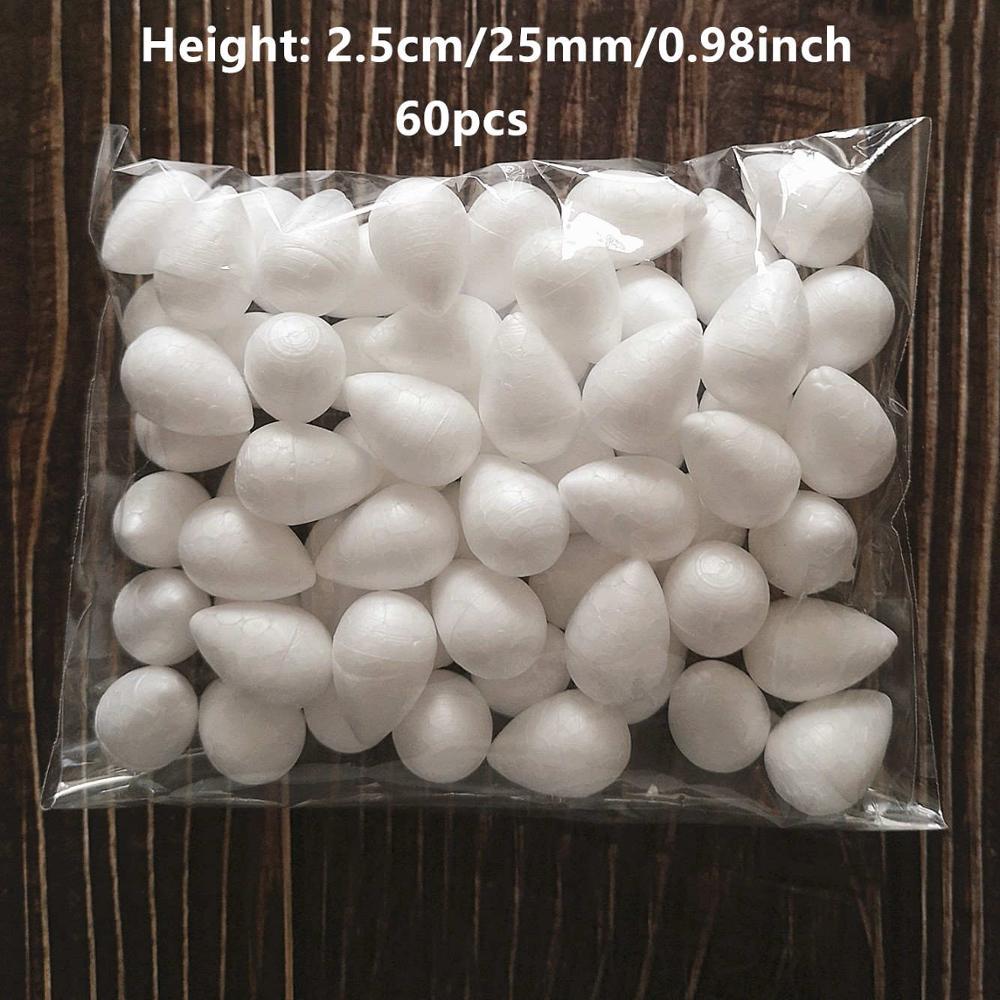 2/2.5/3/4/4.5/5.5cm 10-80pcs Water Modeling Shaped Styrofoam Foam Crafts Flower Heart DIY Handmade White Foam Rose Buds: Height 2.5cm 60pcs