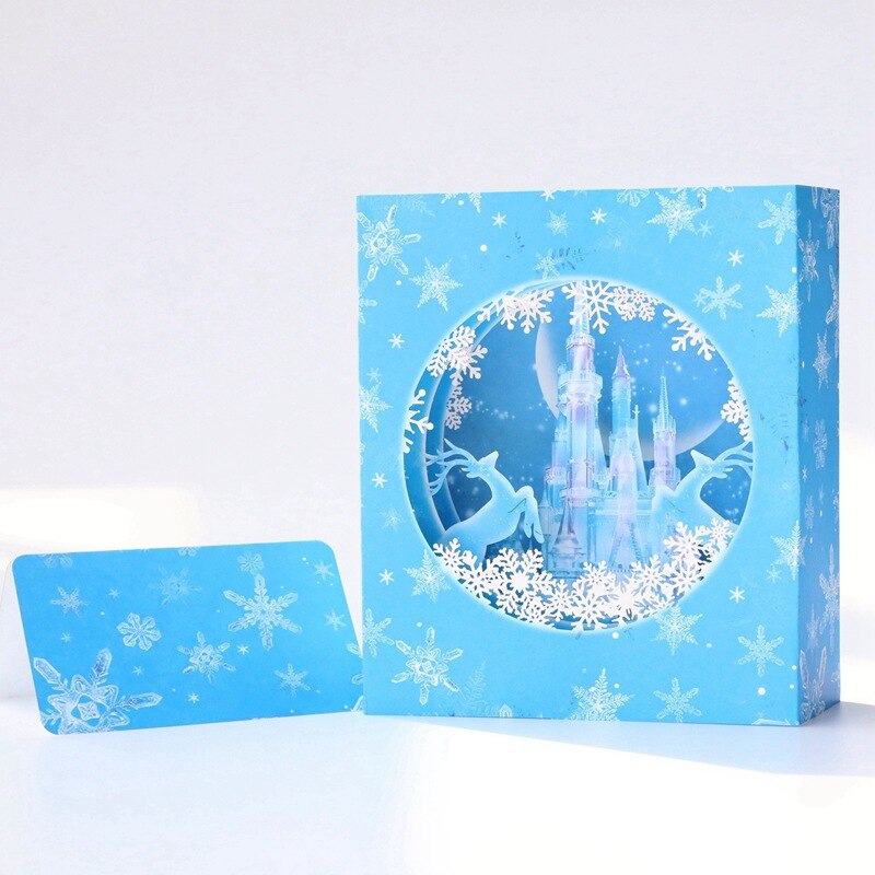 Creatieve kerstkaart 3D stereo handgemaakte doos zegen kaart custom ijs kasteel