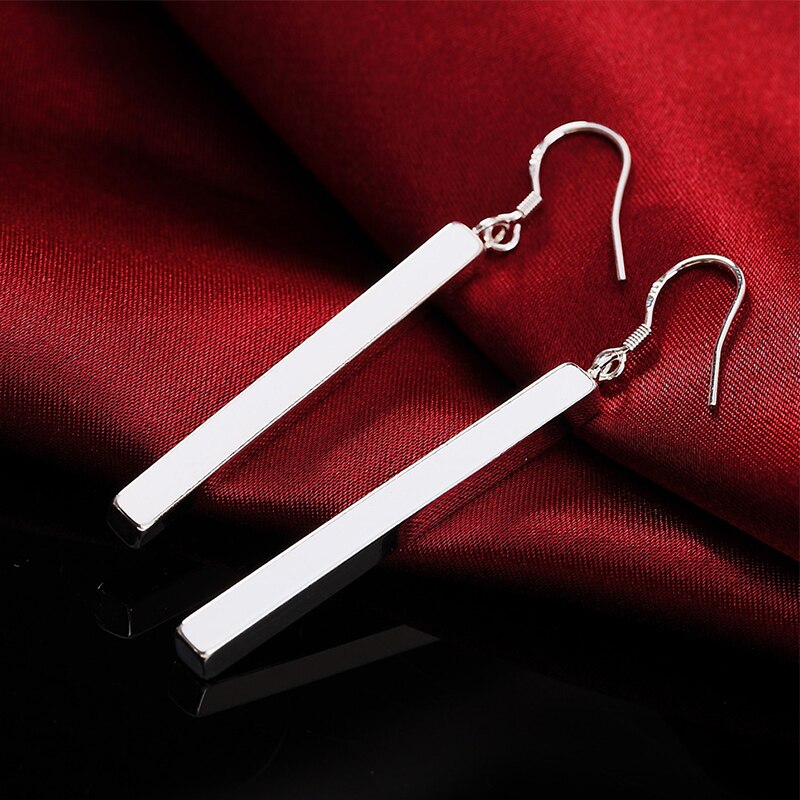925 Zilveren Oorbellen Voor Vrouwen Mode Lange Bar Earring Bruiloft Sieraden