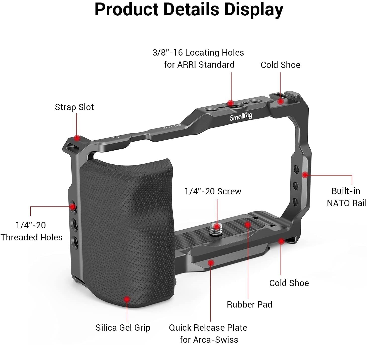 Smallrig Sony ZVE10 Camera Kooi Met Siliconen Kooi Handvat Ingebouwde Arca Quick Release Plaat Kooi Rig Kit Voor sony ZV-E10 3538