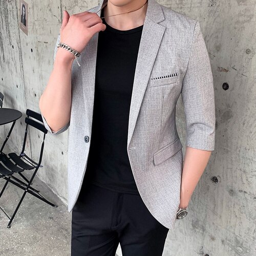 liaddkv 2024 trouwjurk kostuum heren suède blazer heren kostuumjas strijkvrij colbert effen smokingjack één knoop herenpak slim fit mantel kostuumstijl vrijetijdspak licht outdoorjas, Kaki, S