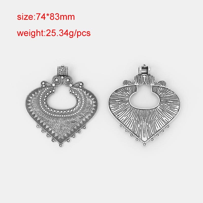 2pcs Ethnic Large Pendant Jewelry Embossed Flower Boho Bohemia Necklace Pendant Connector For Tassel Pendant Jewelry Findings: 10