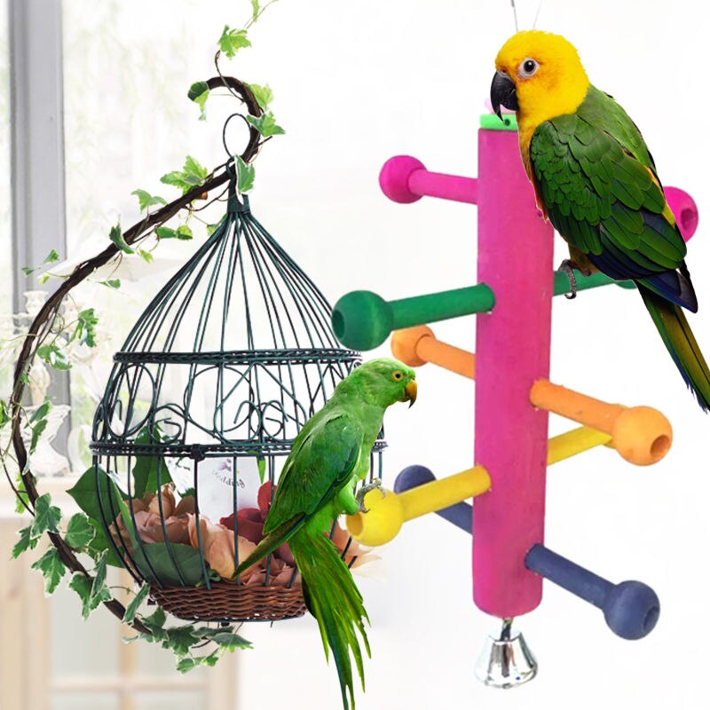 Image showcasing Bird Parrot Perch Stand Play Fun Toys Cage Gym Cli... – Vicedeal