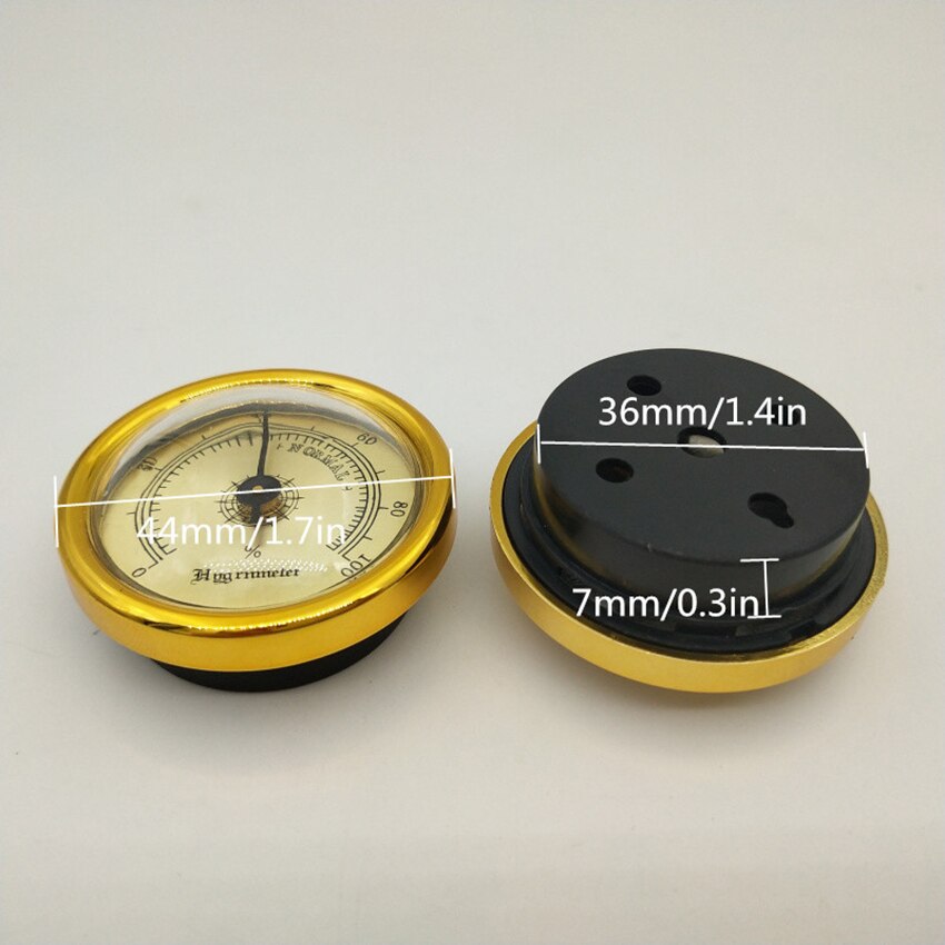 Cigar Hygrometer - Precision Round Plastic Pointer Hygrometer for Metal Cigar Box/Cigar Cabinet, 44mm Diameter Mini Hygrometer