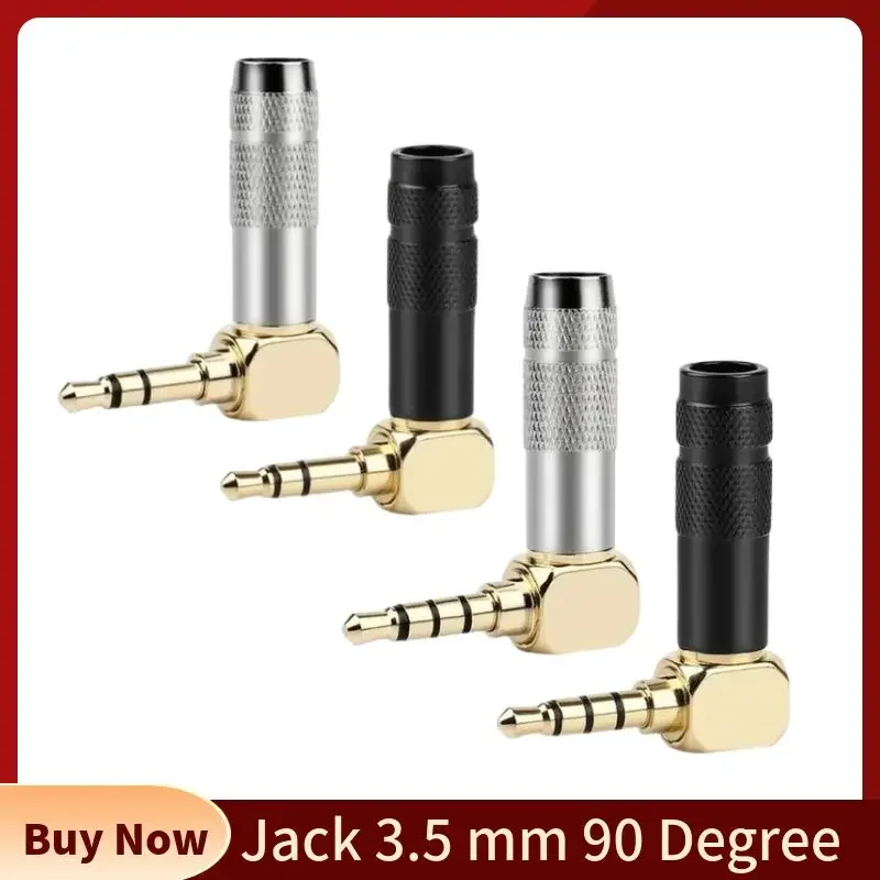 Conector Jack 3,5mm 90 grados para soldar 1/8 "3 4 polos conector de auriculares conector de Audio ángulo recto chapado en oro 3,5 electrónica de consumo