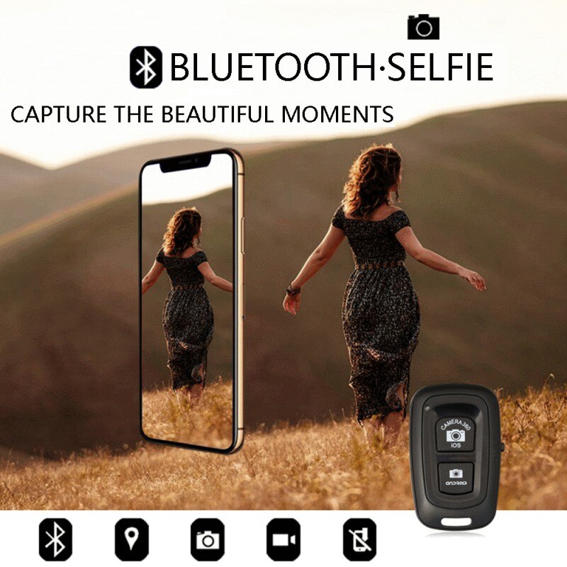 Black Mini Wireless Remote Controller Bluetooth Selfie Camera Shutter For Mobile Phone