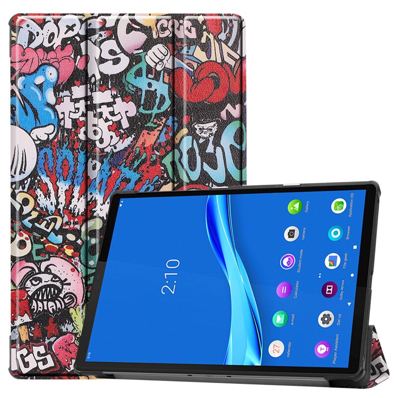 For lenovo tab  m10 fhd plus etui tb -x606f tb -x606x pu lær magnetisk nettbrett foliodeksel for lenovo tab  m10 plus 10.3 tommer: Doodle