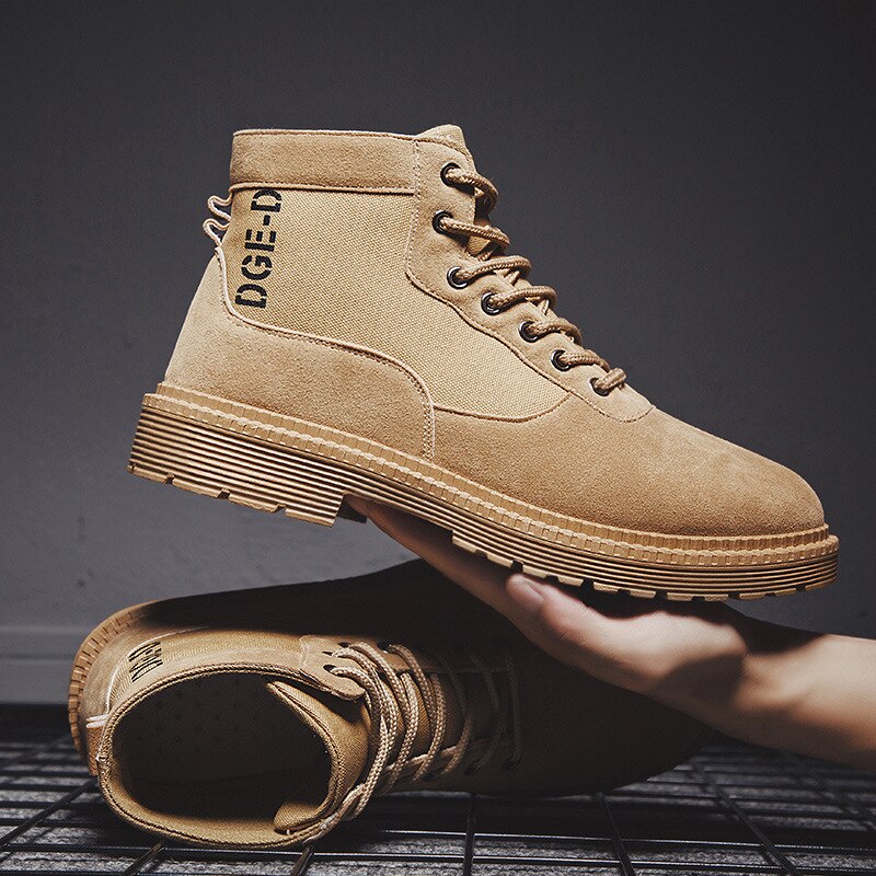 men casual shoes hip hop pu leather Desert boots Locomotive boots Outdoor sports travel shoes