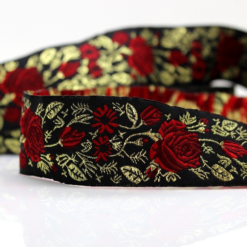 Correas de cinta de Jacquard con flores rosas hermosas, para zapatos, bolsos, prendas, cortinas, decoración, Material de costura Diy, Sup, 5 yardas