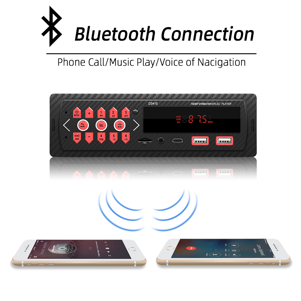 HIPPBQCC 1 Din Radio de coche reproductor MP3 Digital Bluetooth reproductor estéreo de coche Radio FM Audio estéreo música con Control de volante