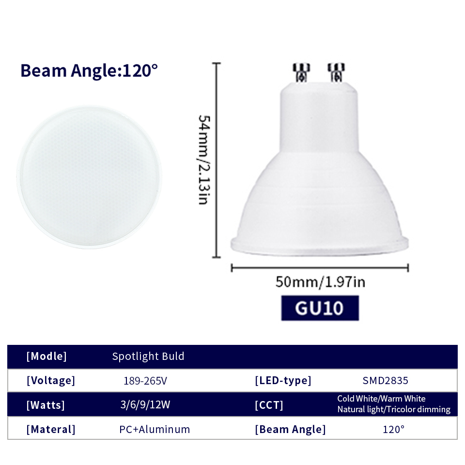50 PZ GU10 Lampadina A Led 220 V Faretto Lampadina Bombillas Lampada A LED Decorazione Lampada Luce a risparmio energetico Lampara Per Home Office